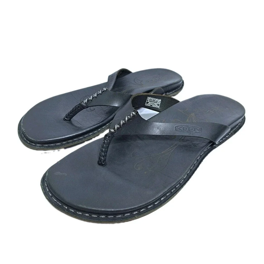 Keen Black Leather Sandals Womens Size 7.5 Beach Pool Flip Flops 1010283